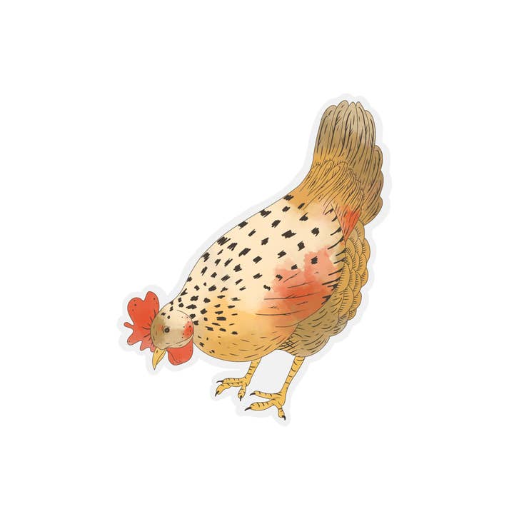 Waterproof Clear Chicken Sticker for Laptops & Bottles for wholesale by Home Folk Studio