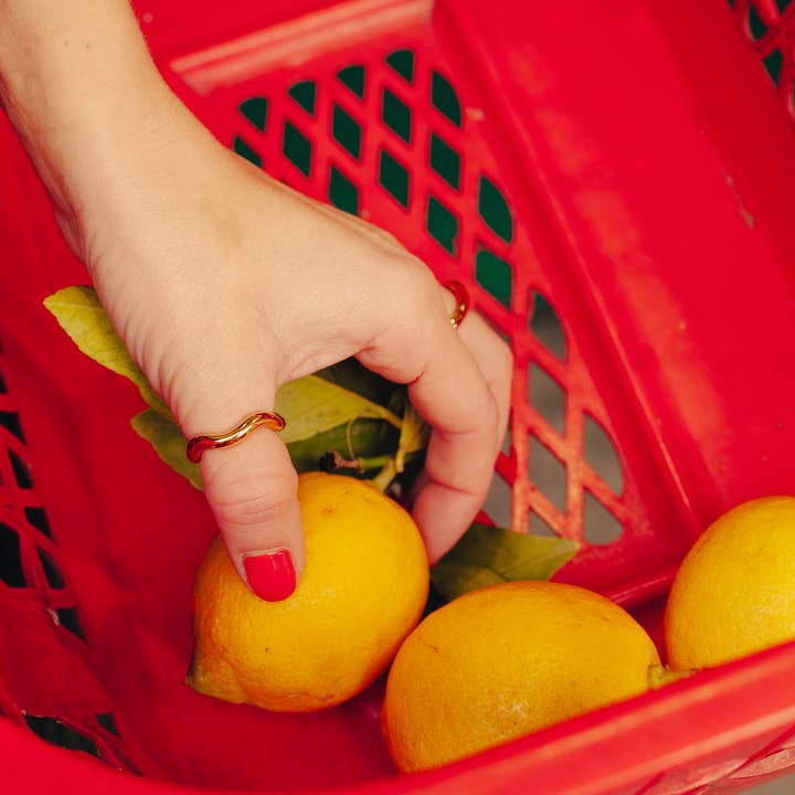 Nordic Muse - Wholesale Band/stacked ring - Gold Chunky Irregular Band Ring, Waterproof8