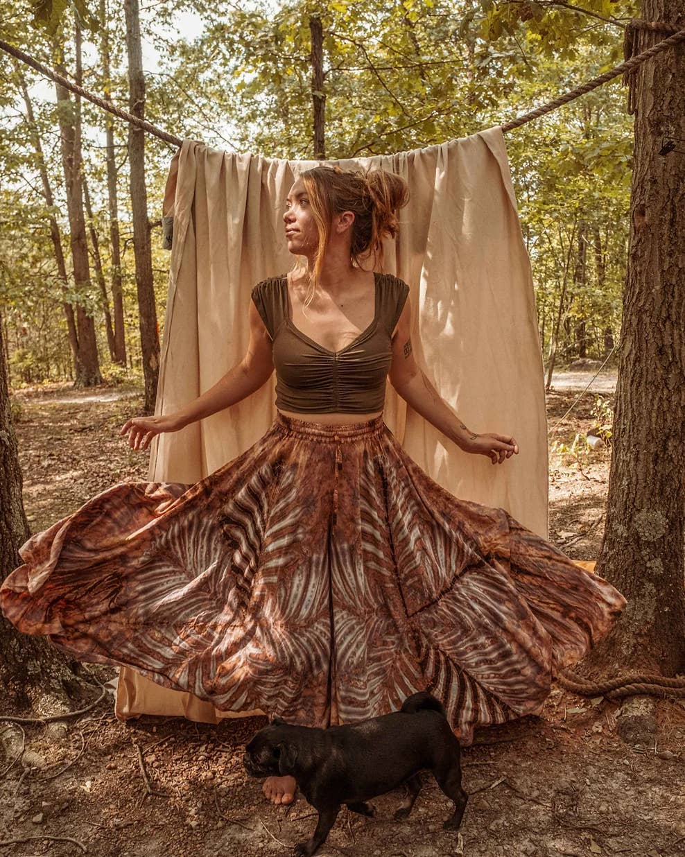 Gardenbelle Shop - Wholesale Broek - Dames - Hippie Boho handgeverfde Palazzo-broek, Bodhi soepelvallende broek