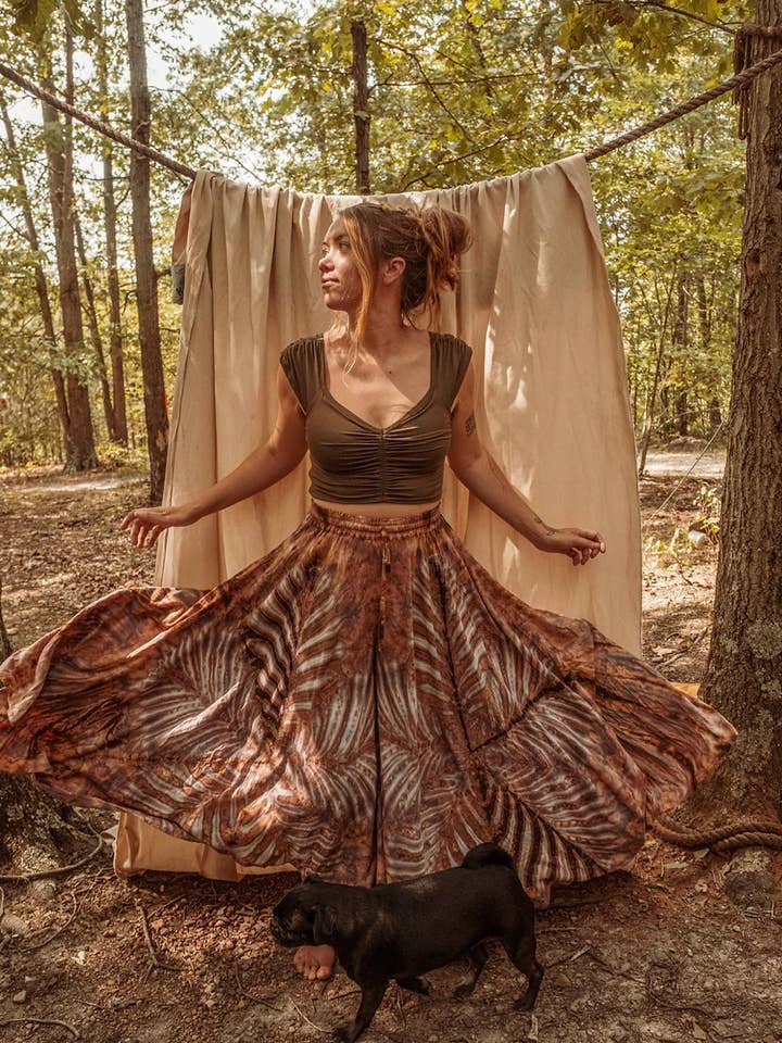 Gardenbelle Shop - Wholesale Broek - Dames - Hippie Boho handgeverfde Palazzo-broek, Bodhi soepelvallende broek0