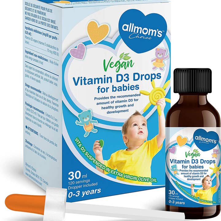 Allmom's Choice Vegan Kids' Liquid Vitamin D Drops 400 IU for wholesale by Allmom’s Choice