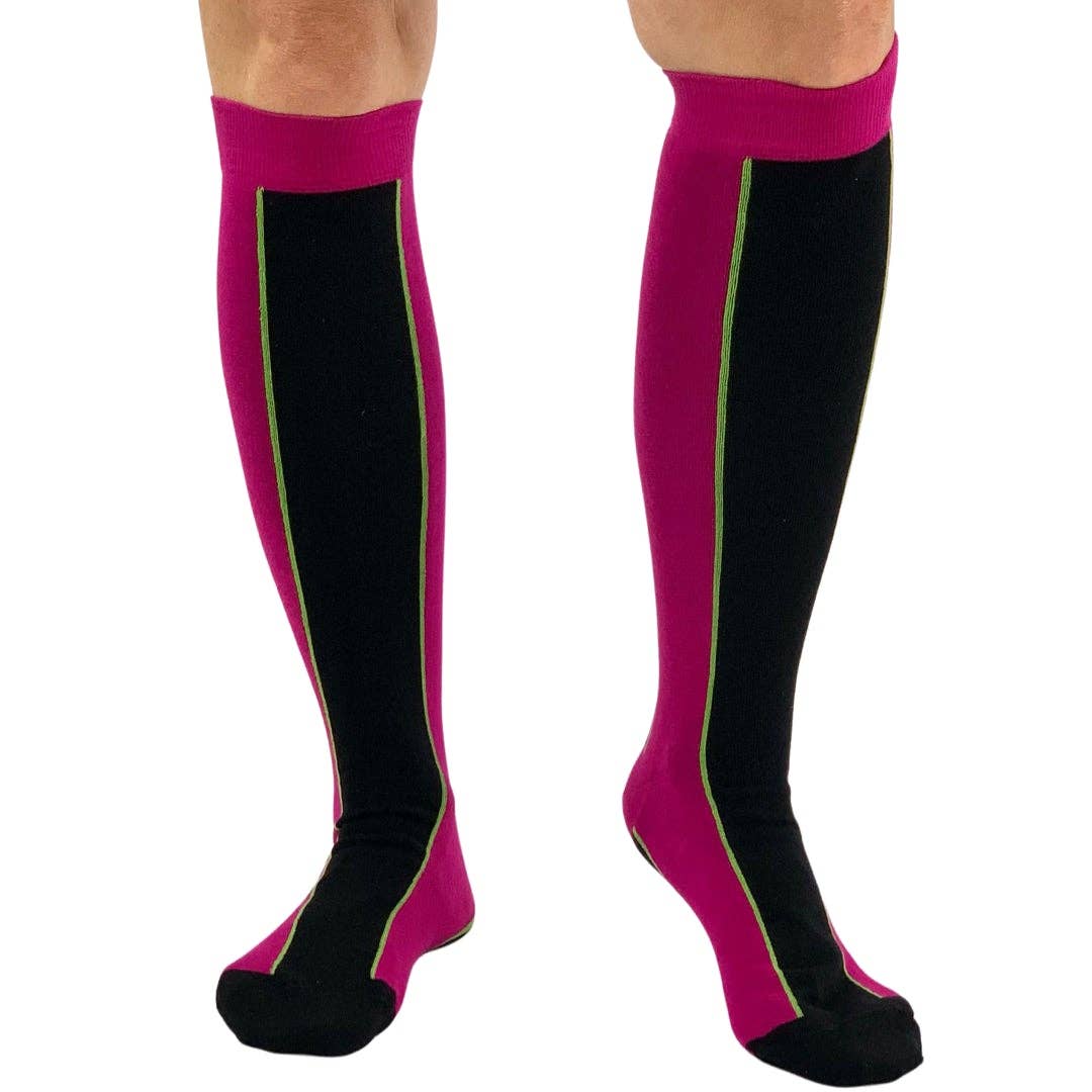 C.C.&Co.Srl – Großhandel Socken – Damen – Damensocken aus Baumwolle in Zweifarb-Design Schwarz und Fuchsia, Code 3884