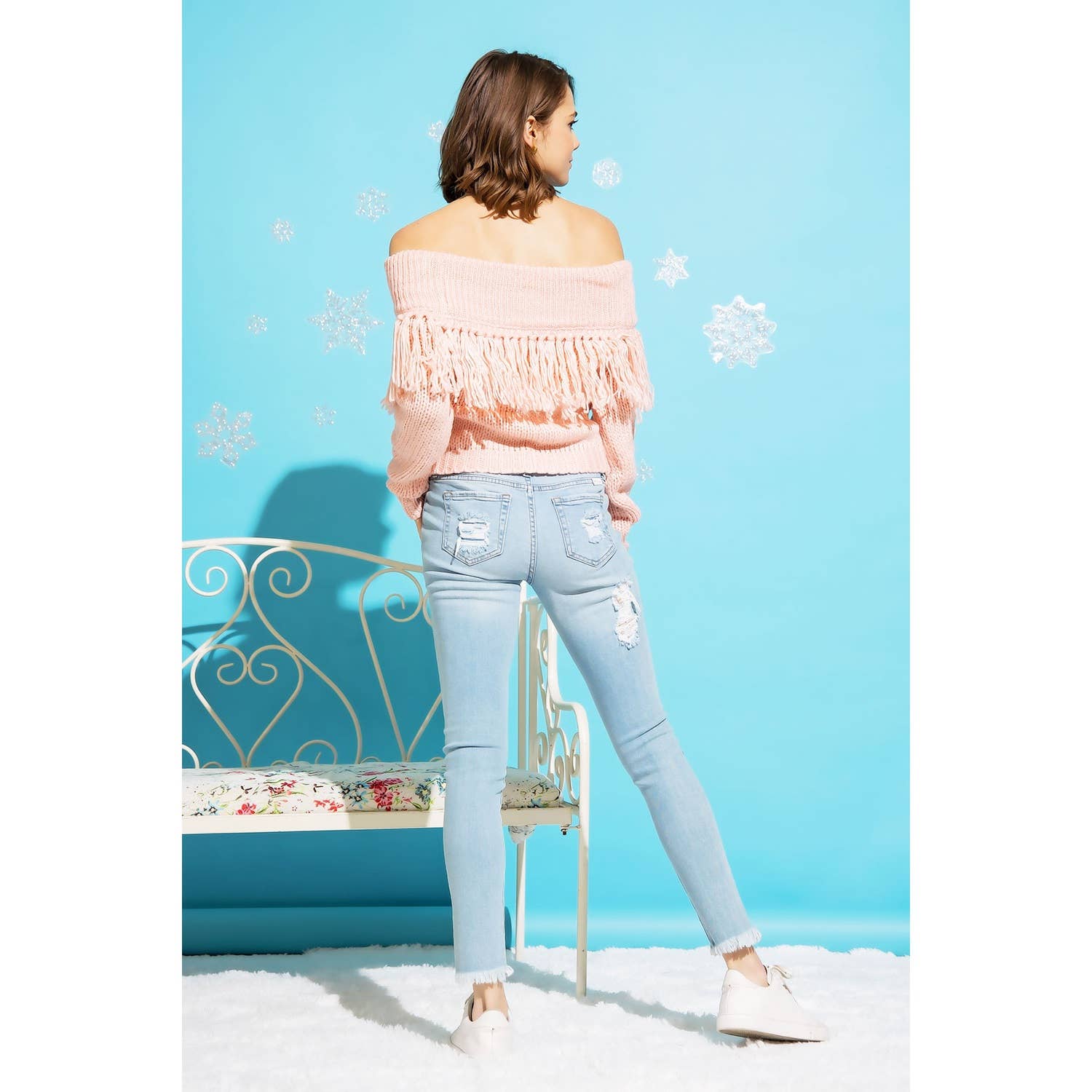 Sweet Generis - Vente Pull en maille – femme - PULL EN MAILLE ÉPAISSE À FRANGES ET ÉPAULES DÉNUDÉES19