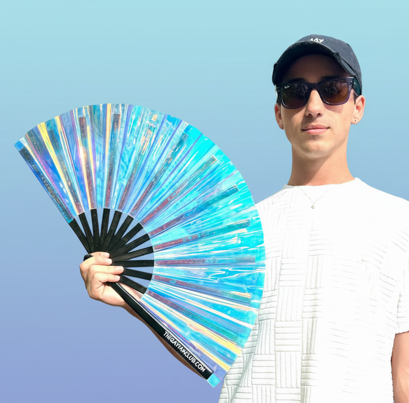 The Gay Fan Club - Wholesale Handheld Folding Fan - Iridescent Holographic Hand Fan6