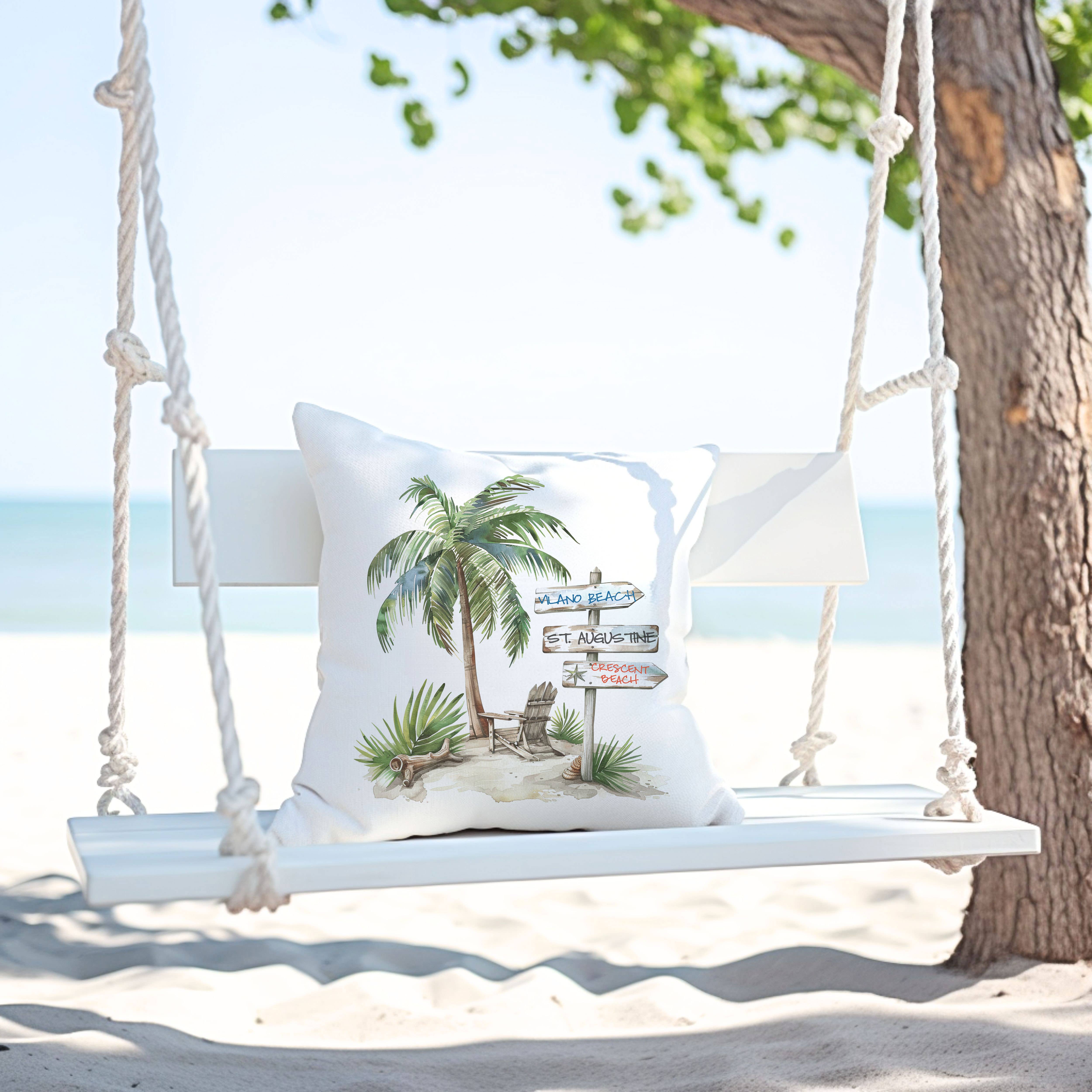 Canary Road - Vente Coussin décoratif - Personnaliser Personnaliser Ville Choisir 3 Plage Signe Coussin Océan Côte1