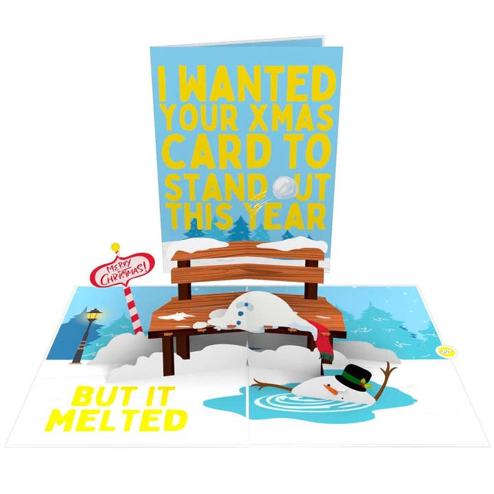 Cartão Pop-Up de Boneco de Neve a Derreter - Cartão de Natal Engraçado por atacado de Unhinged Gifts