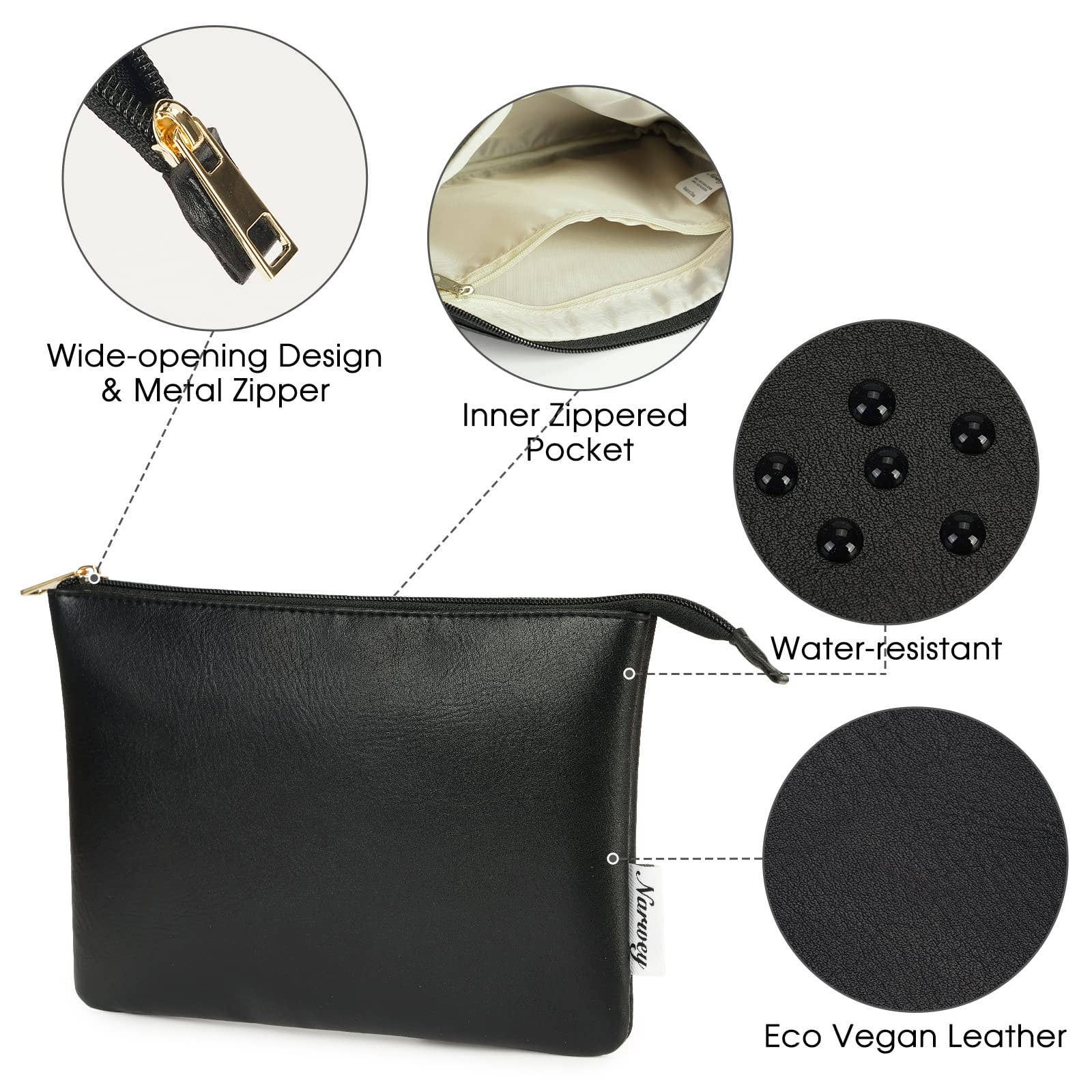 wandf - Wholesale Make-up/cosmetic bag - NW5808 Vegan Leather Travel Makeup Cosmetic Pouch4