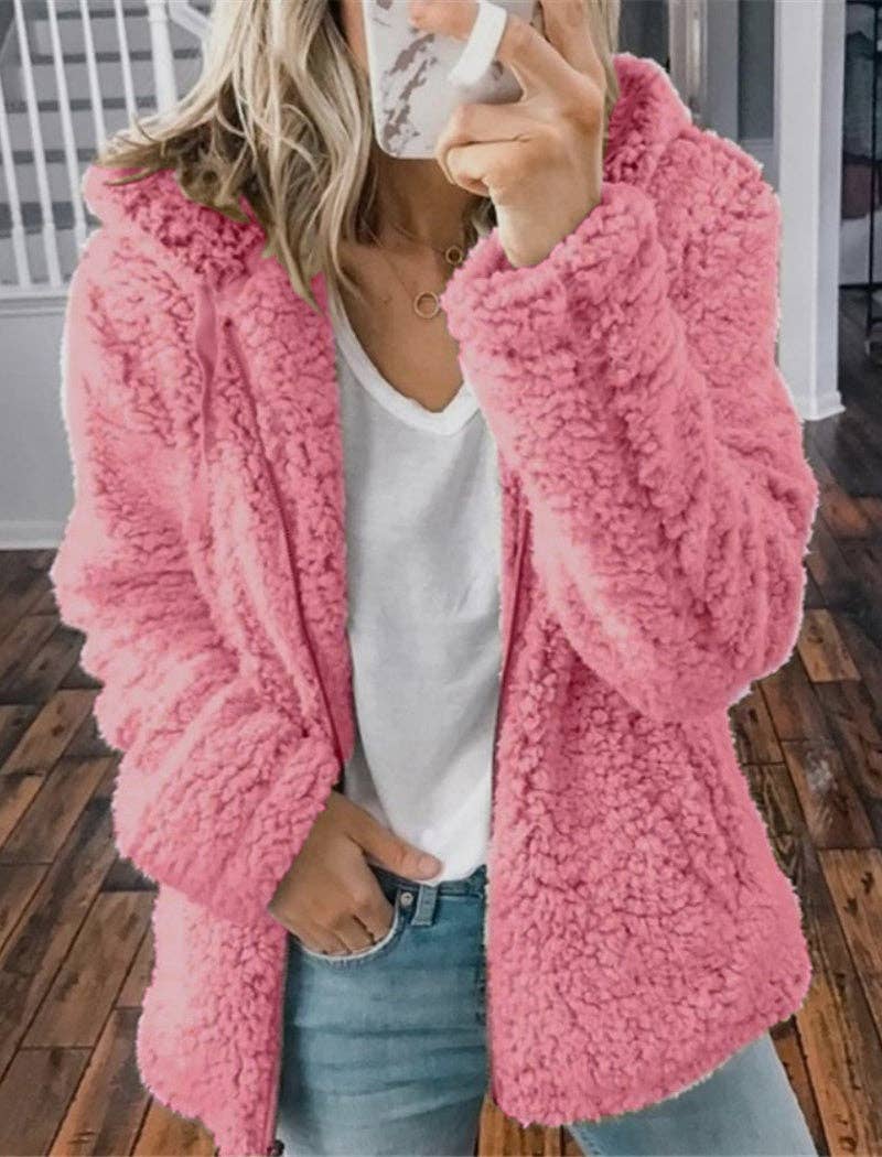 safistyle - Vendita all'ingrosso Giacca - Donna - Giacca con cappuccio in peluche con zip5