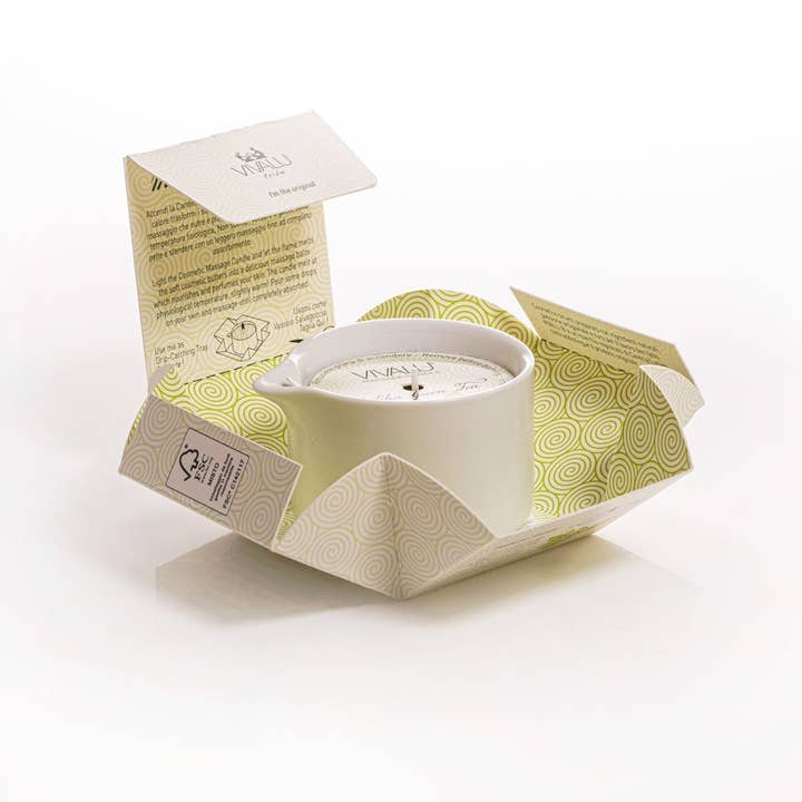 Nature Brands - Wholesale Jar/filled candle - MASSAGE CANDLE TRIBE “E” VIVALU GREEN TEA AND MATCHA