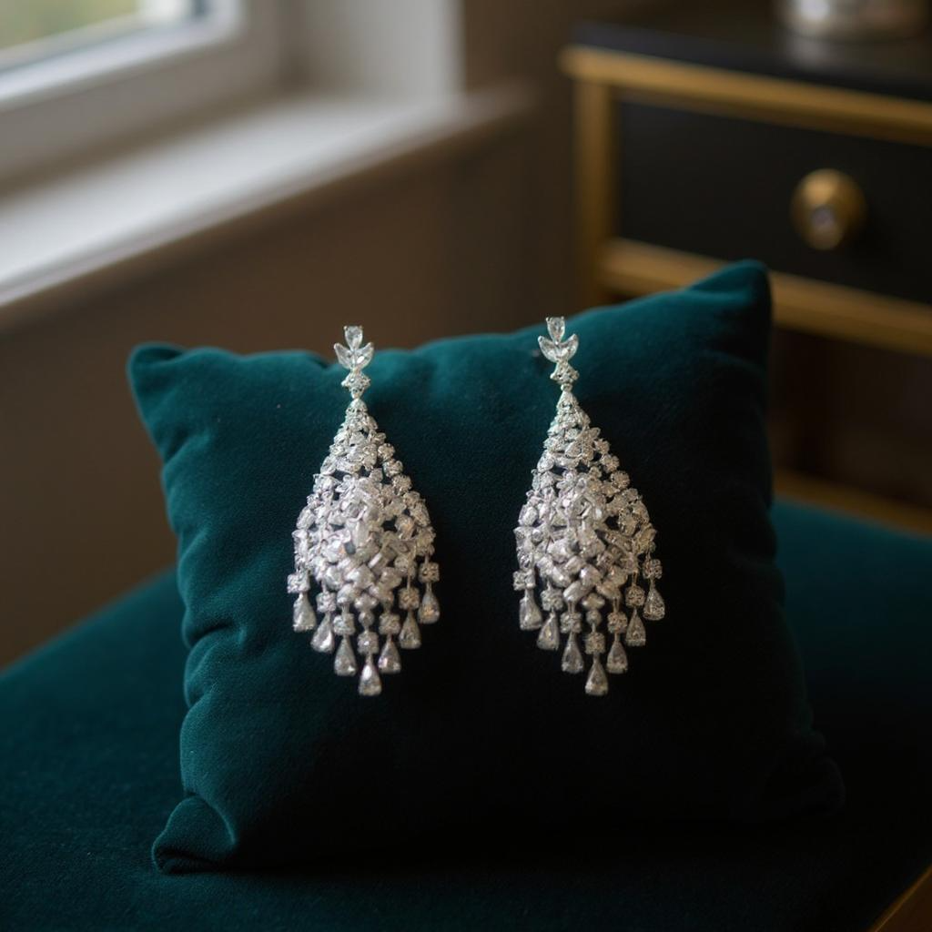 Athena Bridal Jewellery – wholesale Hängande örhängen – CZ KOLLEKTION - VINTAGE KASKAD ÖRHÄNGEN - CZER804 SILVER1