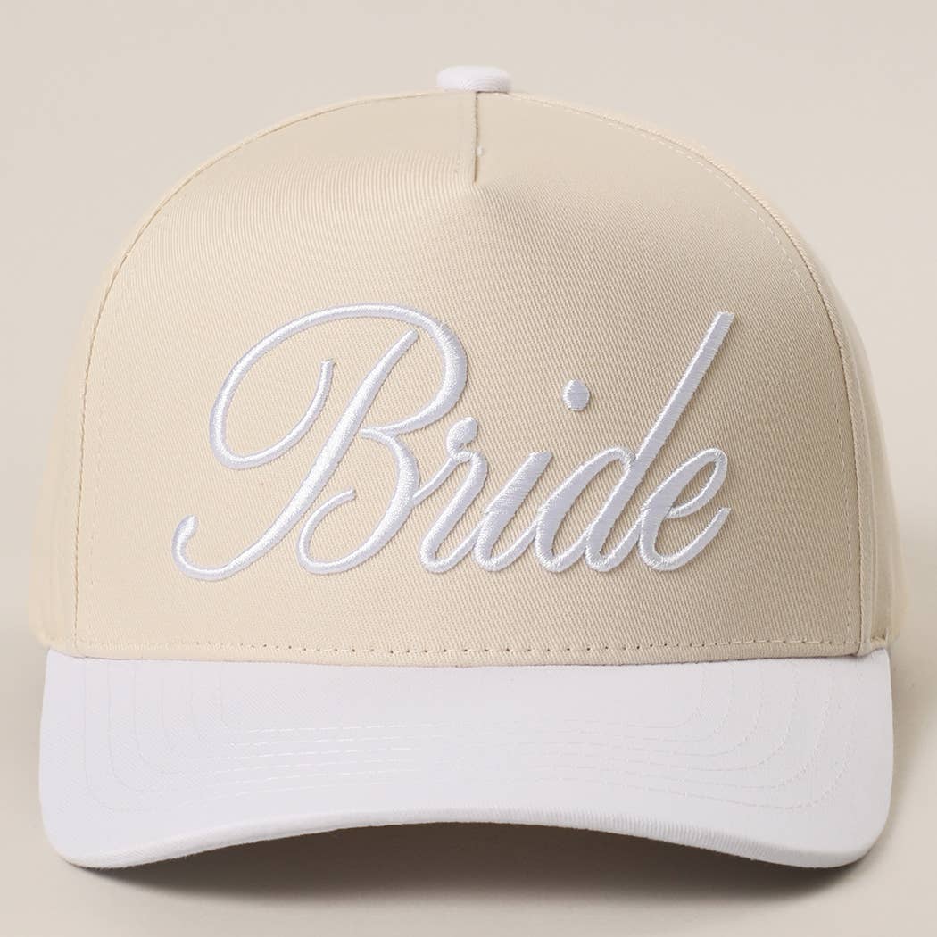 WHITE BRIDE Embroidered  Canvas Two-Tone Trucker Hat for wholesale on Faire2