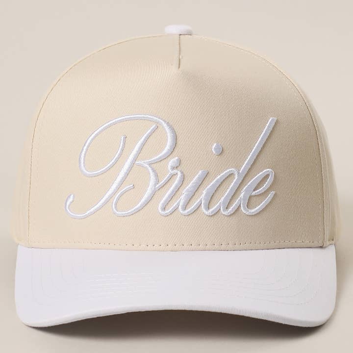 WHITE BRIDE Embroidered Canvas Two-Tone Trucker Hat for wholesale on Faire2