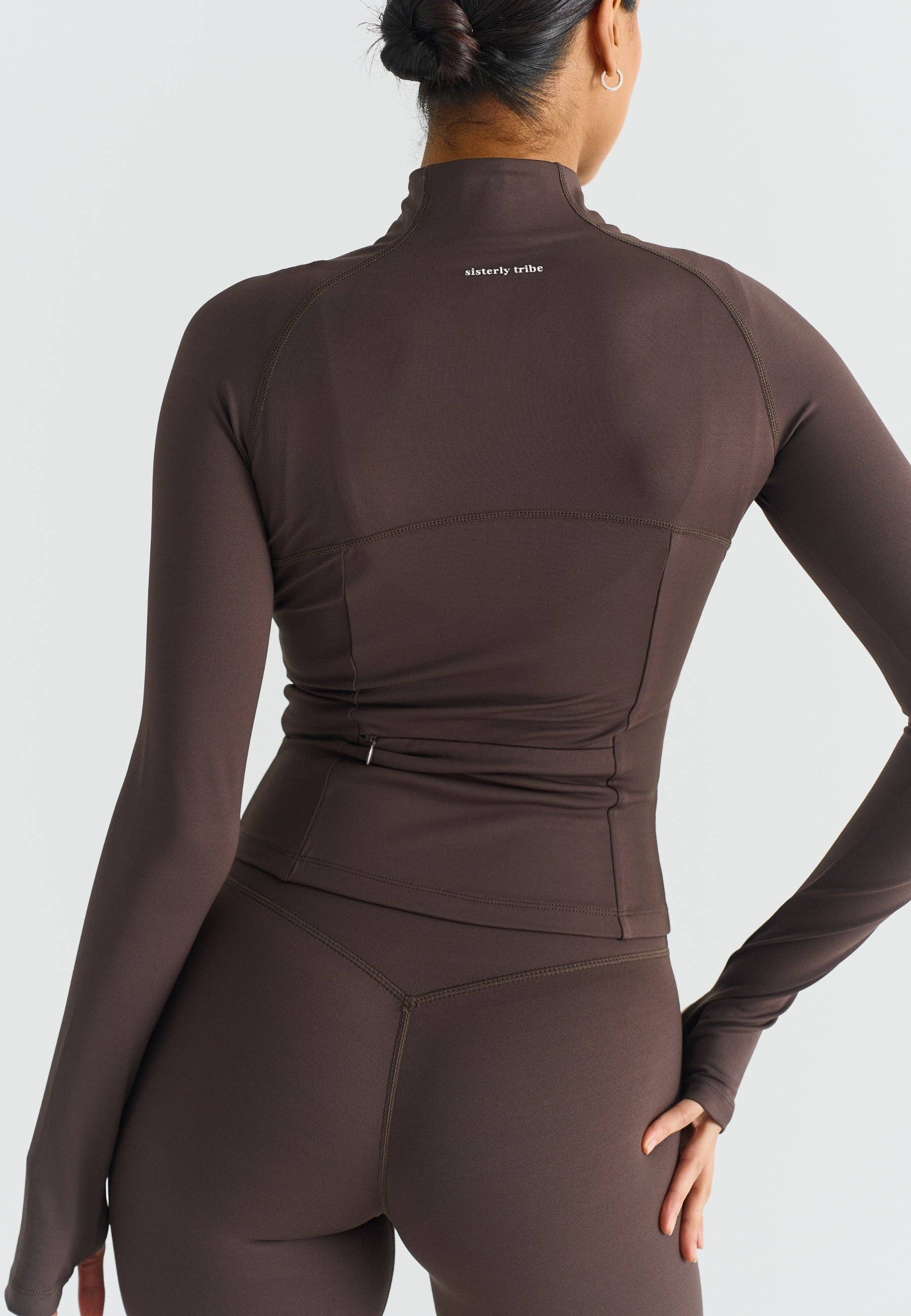 Sisterly Tribe - Wholesale Athletic Jacket - Women's - Softsculpt Zip Jacket - Espresso2