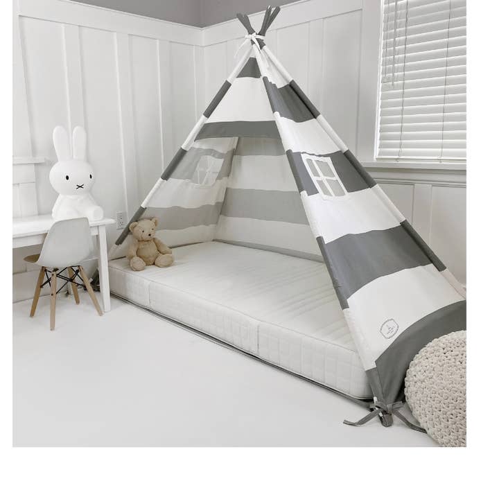 Play Tent Canopy Bed in Grey and White Stripe and other Purchase Wholesale canopy tents. Free Returns & Net 60 Terms on Faire trending on Faire.