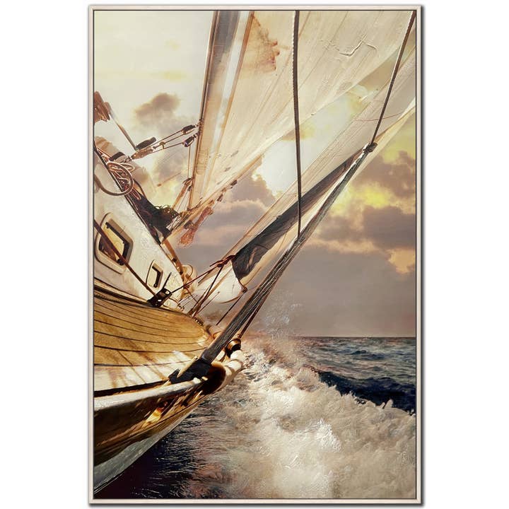 Art mural en toile de voile au coucher du soleil pour la vente par Streamline Art