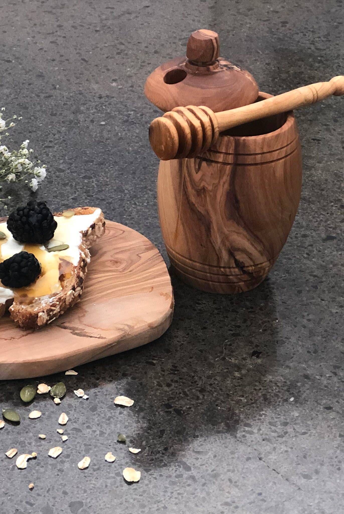 Scents and Feel - Wholesale Honey pot - Olive Wood Honey Jar and Its Spoon1
