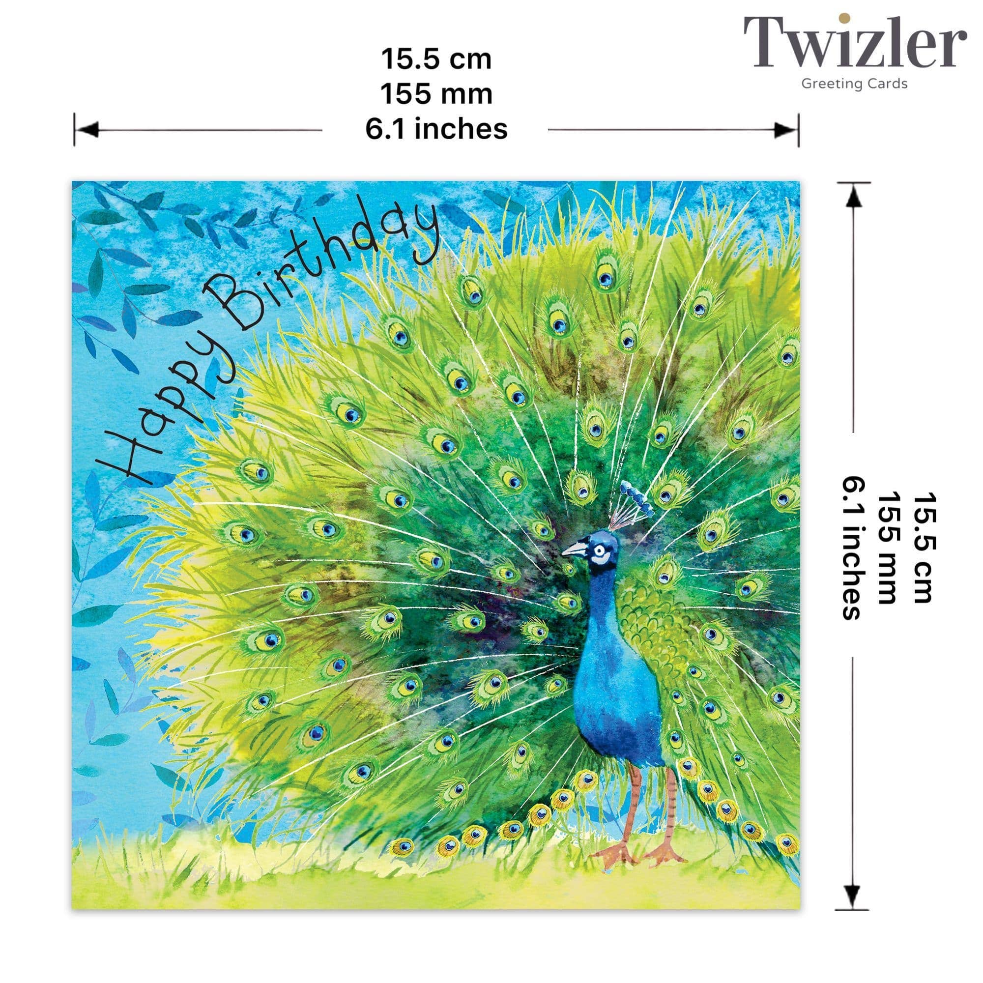 Twizler Ltd – Großhandel Geburtstagskarten – Peacock Happy Birthday Karte2