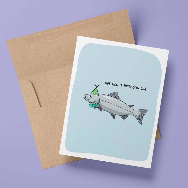 Birthday Cod Funny Birthday Greetings Card for wholesale by Wee Birdy