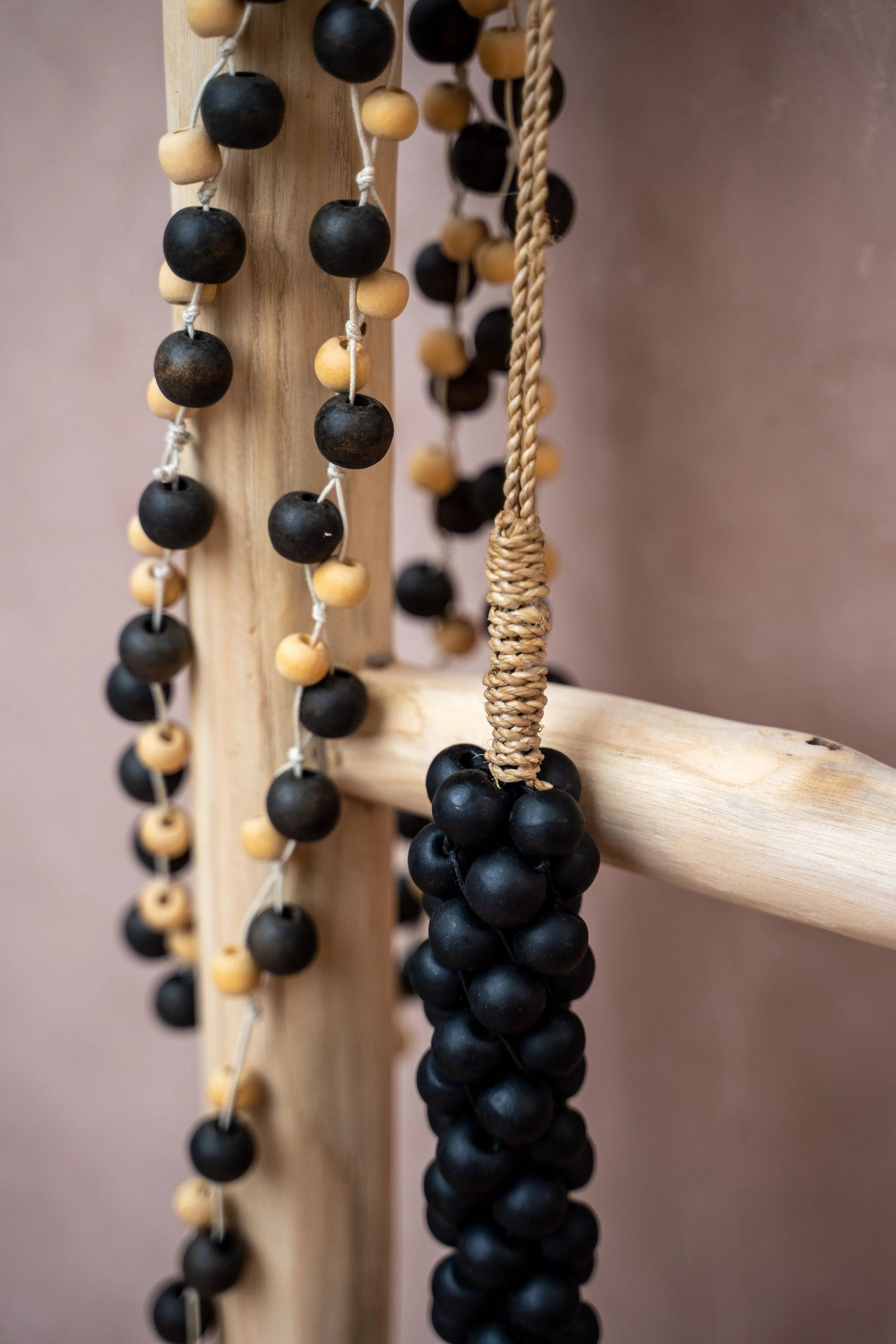 Bazar Bizar Living - Wholesale Decorative Tassel/Wall Drop - The Wooden Beads with Cotton Tassel - Black3
