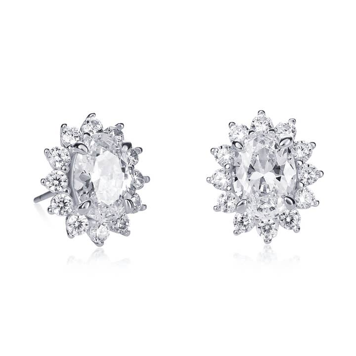 925 Sterling Sølv Ovale Halo Ørestikker med Cubic Zirconia Sten til Kvinder for engroshandel hos Namana