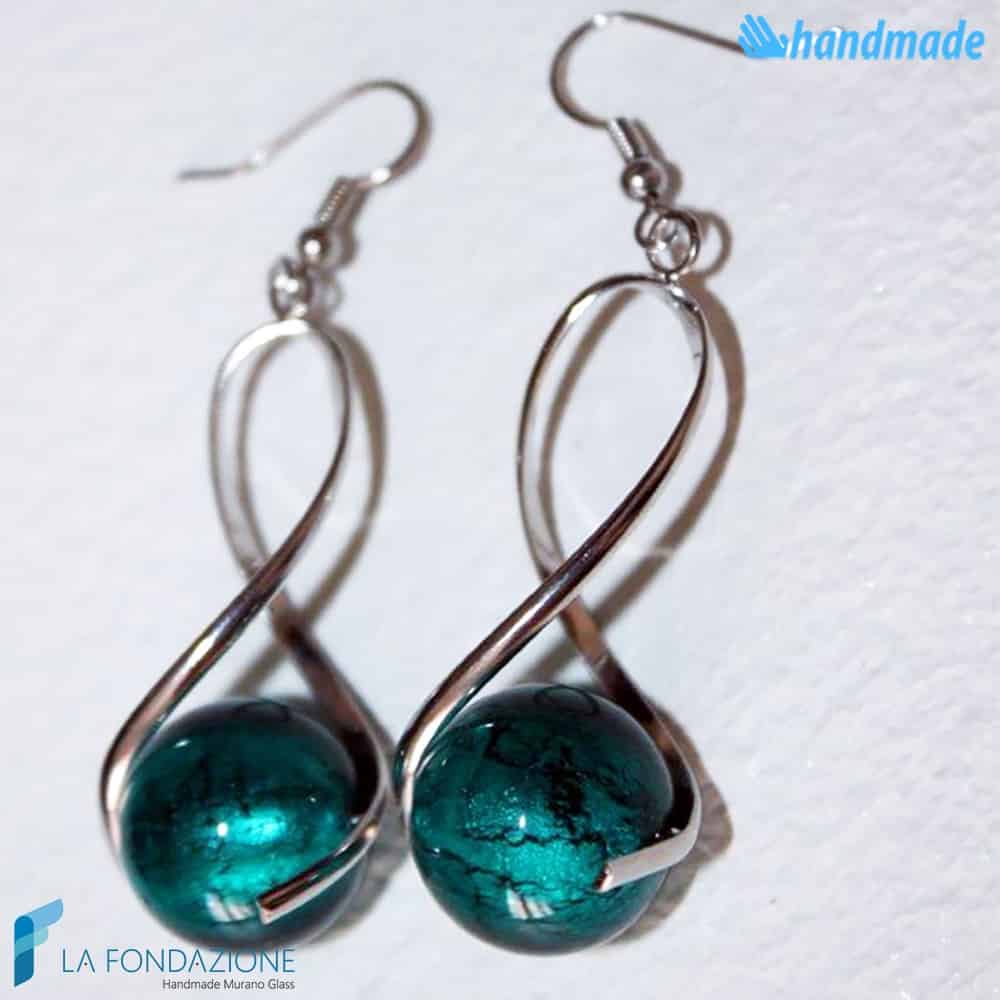 Hellblau, Blau, Bronze, Gold, Rosa, Rot, Türkis, Grün, Blaugrün Torciglione Hängeohrringe aus Muranoglas für den Großhandel auf Faire1