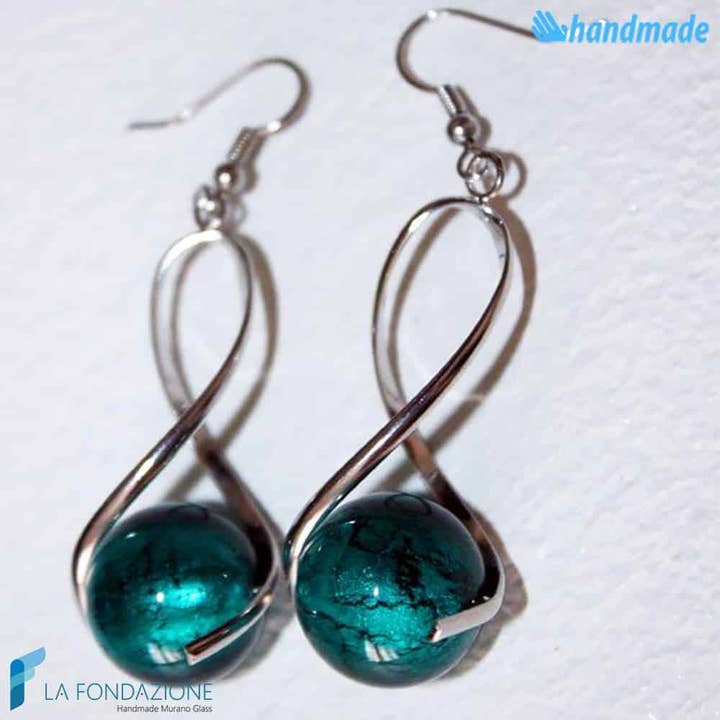 Hellblau, Blau, Bronze, Gold, Rosa, Rot, Türkis, Grün, Blaugrün Torciglione Hängeohrringe aus Muranoglas für den Großhandel auf Faire1