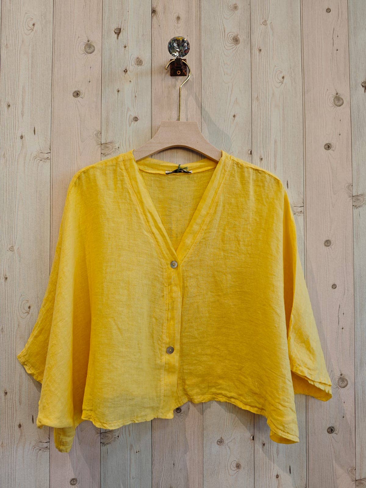 Linen & More - Wholesale Blouse - Dames - Kortelastische blouse met korte mouwen van 100% linnen6