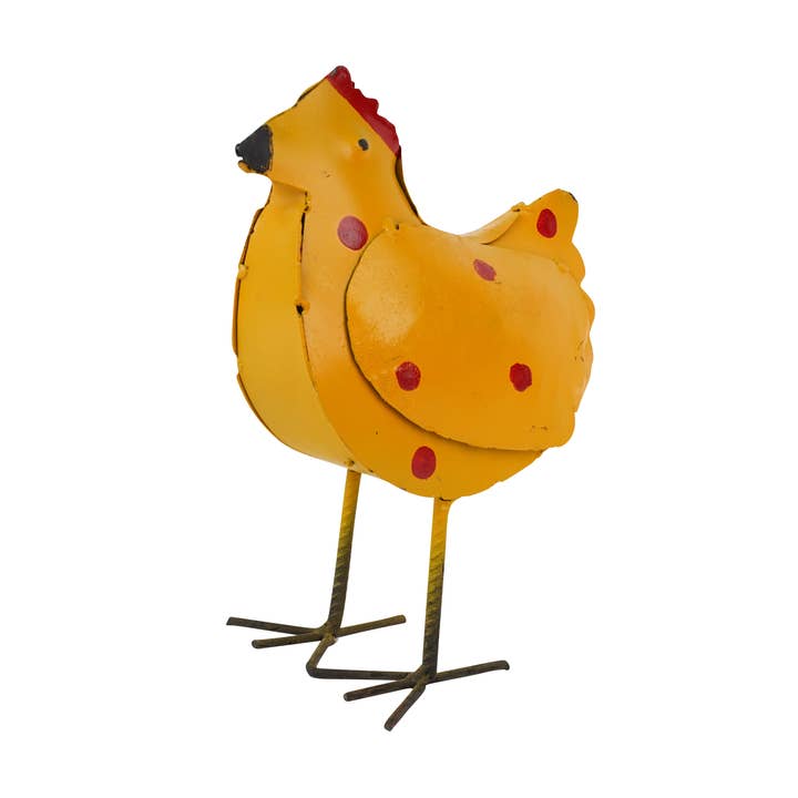 My Amigos Imports - Wholesale Outdoor Ornament/Decor - Polka Dot Chick-Mini-Metal-Chicken-Yard Art-8Wx10H-Chicks14