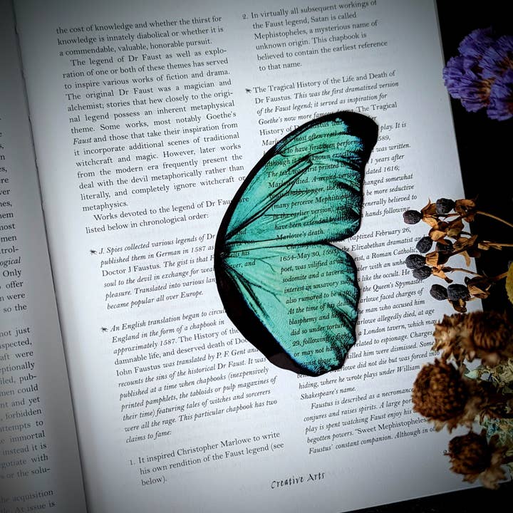 Clear Bookmark - Mint Moth Wing Cottagecore Dark Academia for wholesale by Dark Veinlet