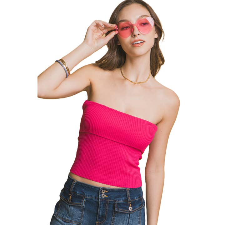 Flirty and Comfortable Fold Over Tube Top for Summer Style for wholesale by Apolline