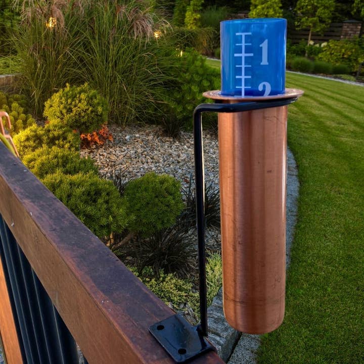 World's Coolest Rain Gauge Co. - Wholesale Outdoor Ornament/Decor - Minimalist Solid Copper Deck Rail Mount Rain Gauge For Wood