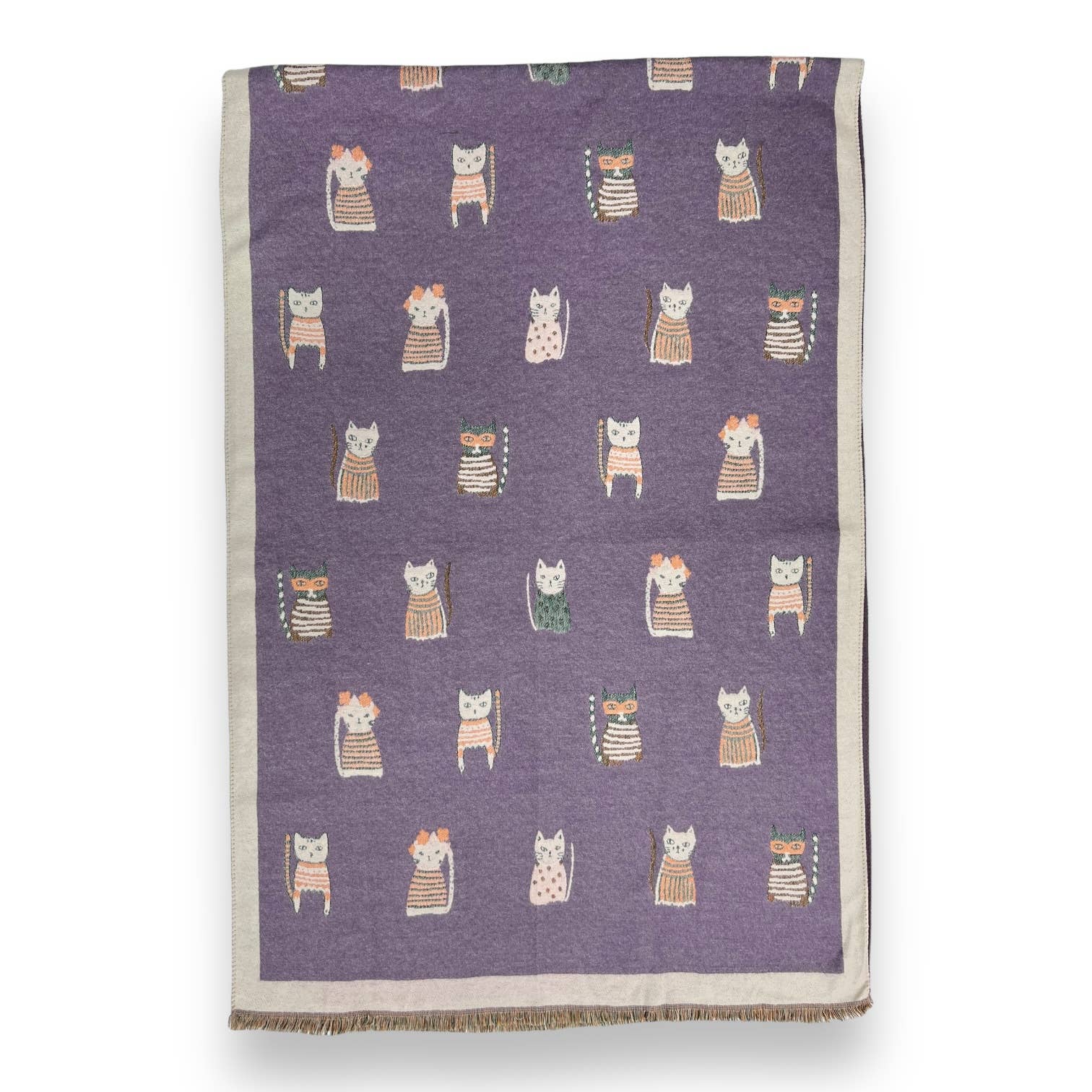 London Scarves - Vente Écharpe – femme - Écharpe réversible en laine mélangée à motifs de chats colorés14