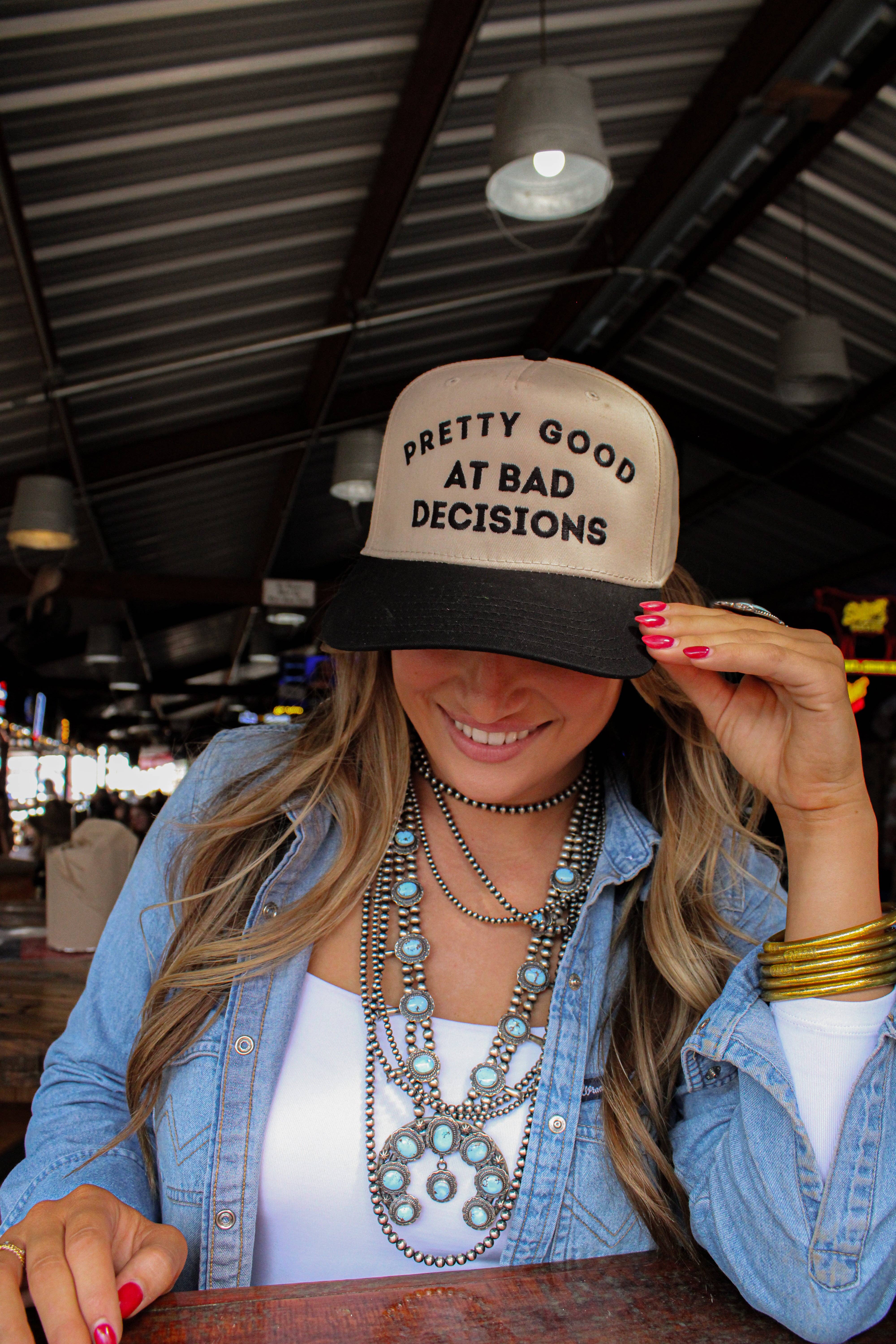 Summer Tees - Wholesale Trucker Hat - Unisex - PRETTY GOOD AT BAD DECISIONS CANVAS CAP2