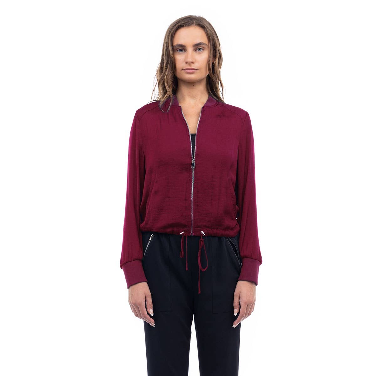 Naked Zebra Rack - Venta al por mayor Chaqueta - Mujer - Chaqueta de satén acanalado en contraste con cordón en la cintura4