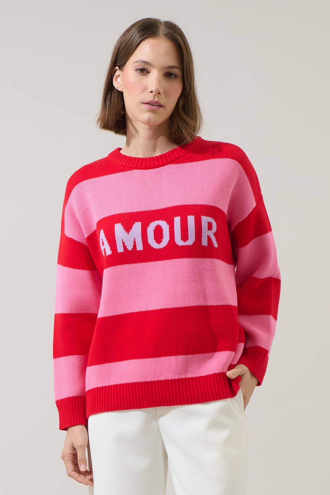 Pink Red Amour Stripe Sweater for wholesale on Faire0