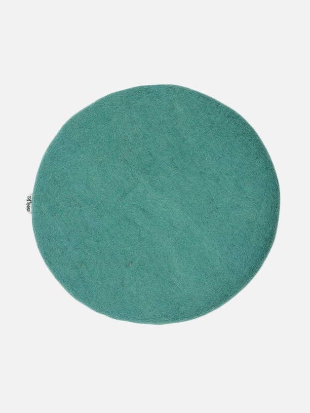 Greenish Blue Thick Round Cushion for wholesale by Woollyfelt