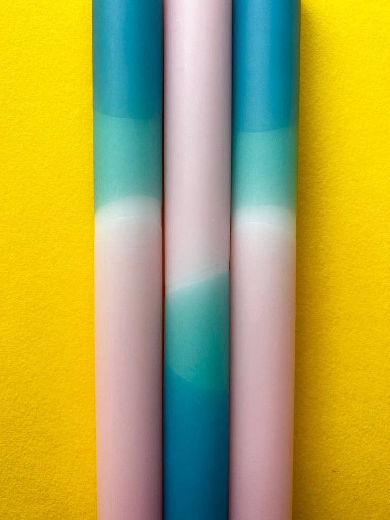 The Colour Emporium - Wholesale Tapered Candle/Candlestick - RAINDROPS & ROSES Dip Dye Dinner Candles Trio4