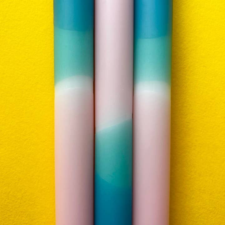 The Colour Emporium - Wholesale Tapered Candle/Candlestick - RAINDROPS & ROSES Dip Dye Dinner Candles Trio4