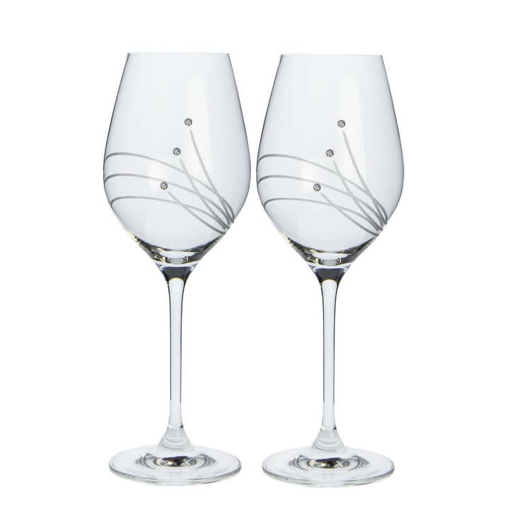 Orbit Etched/Embellished Set of 2 Wine Glasses 360ml for wholesale by Hooli Mooli
