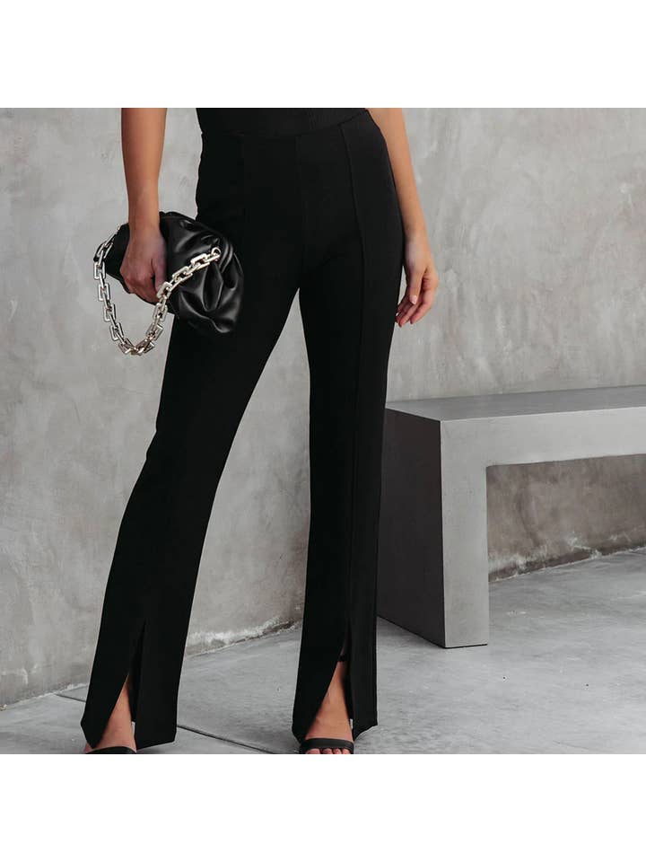 HIDDENBRAND - Wholesale Pants - Women's - Slim thin flared trousers slit pant