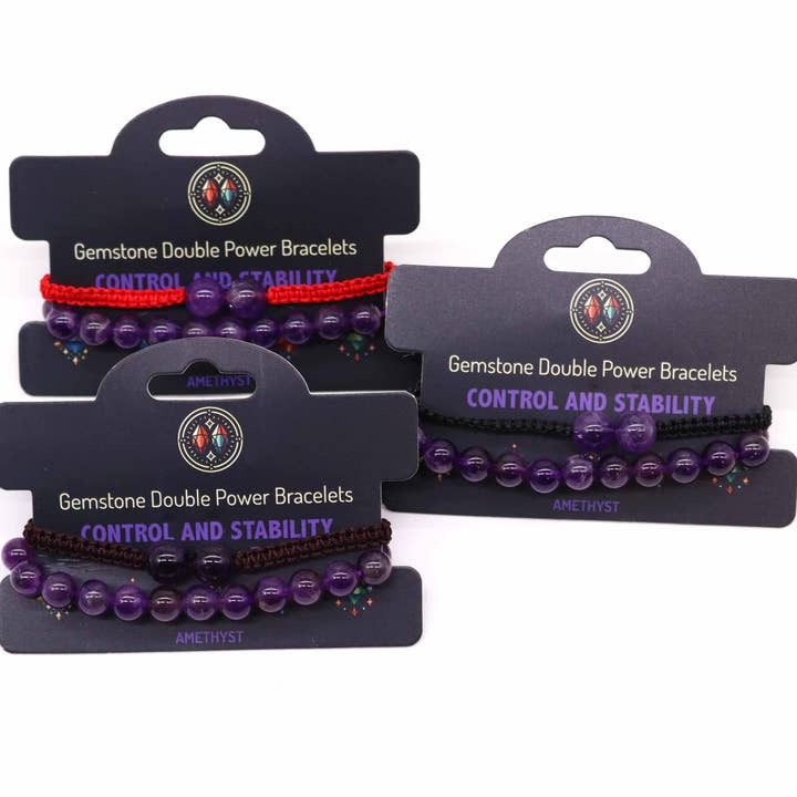 Ancient Wisdom – wholesale Beaded bracelet – Gemstone Double Power Bracelets- Amethyst