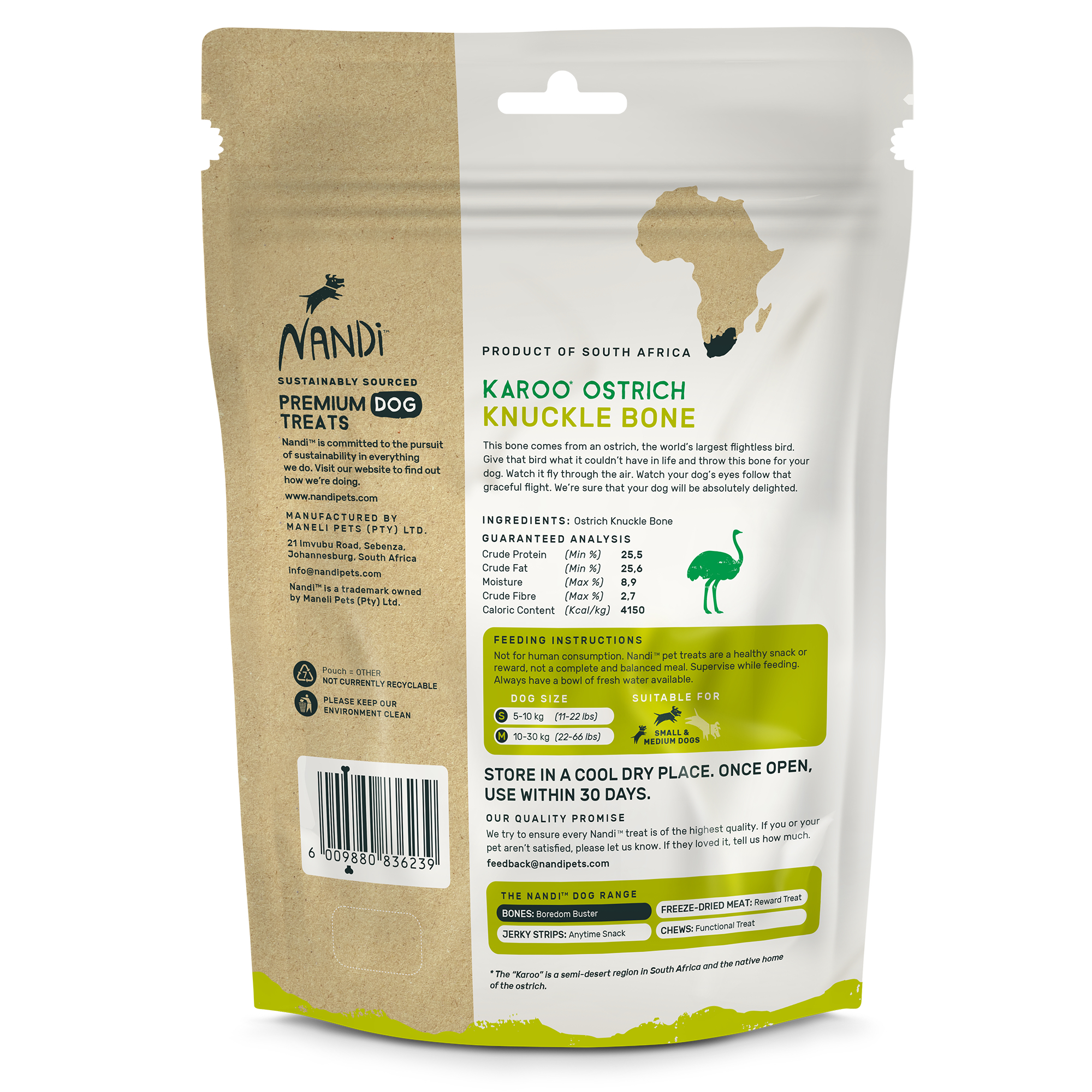 Nandi of Africa - Premium Pet Treats - Wholesale Pet Treats - Dog - Nandi Karoo Ostrich Knuckle Bone (2pk)1