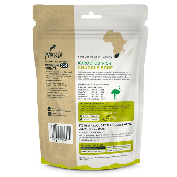 Nandi of Africa - Premium Pet Treats - Wholesale Pet Treats - Dog - Nandi Karoo Ostrich Knuckle Bone (2pk)1