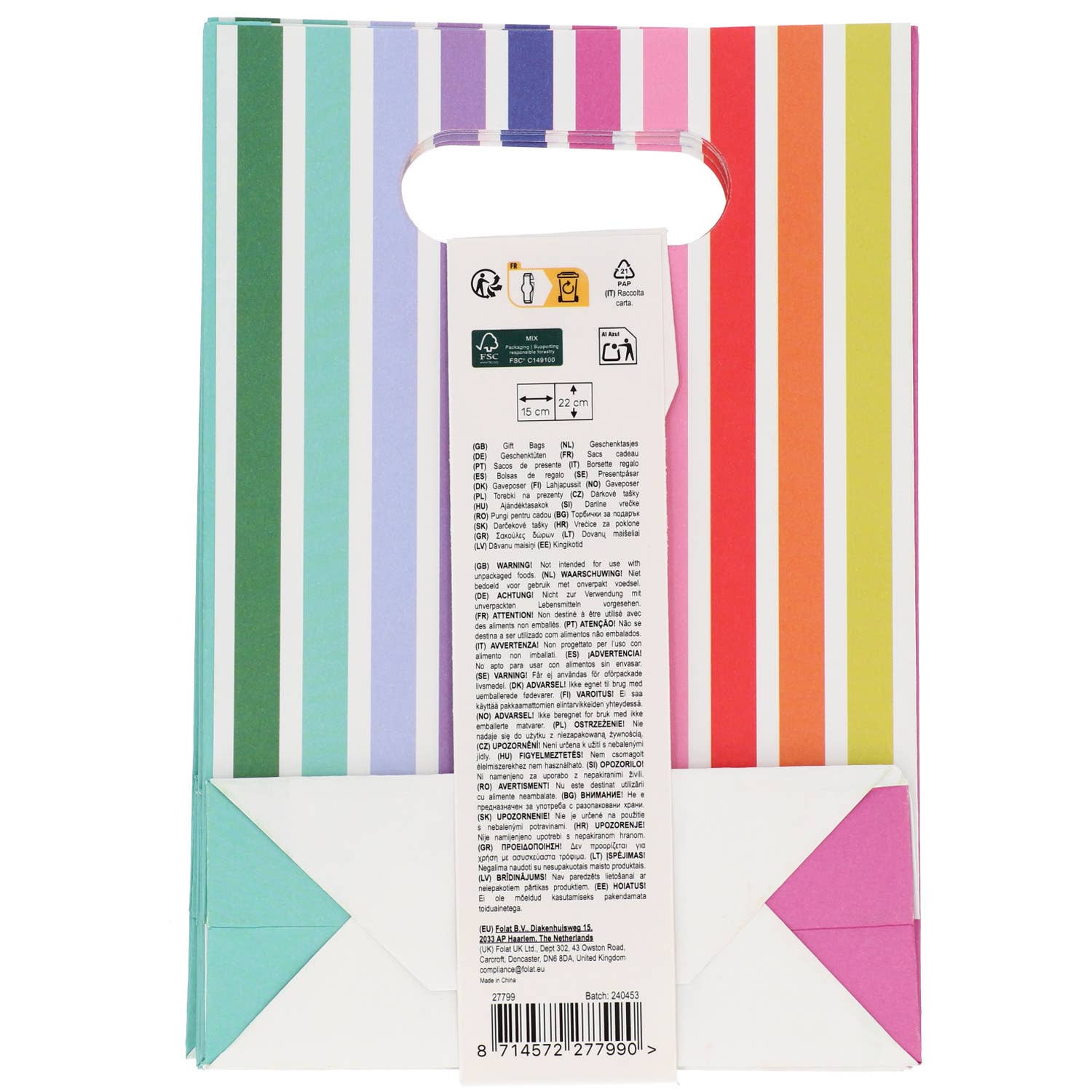 Folat BV - Wholesale Gift Bag - Gift bags - Stripetastic - 6 pieces2