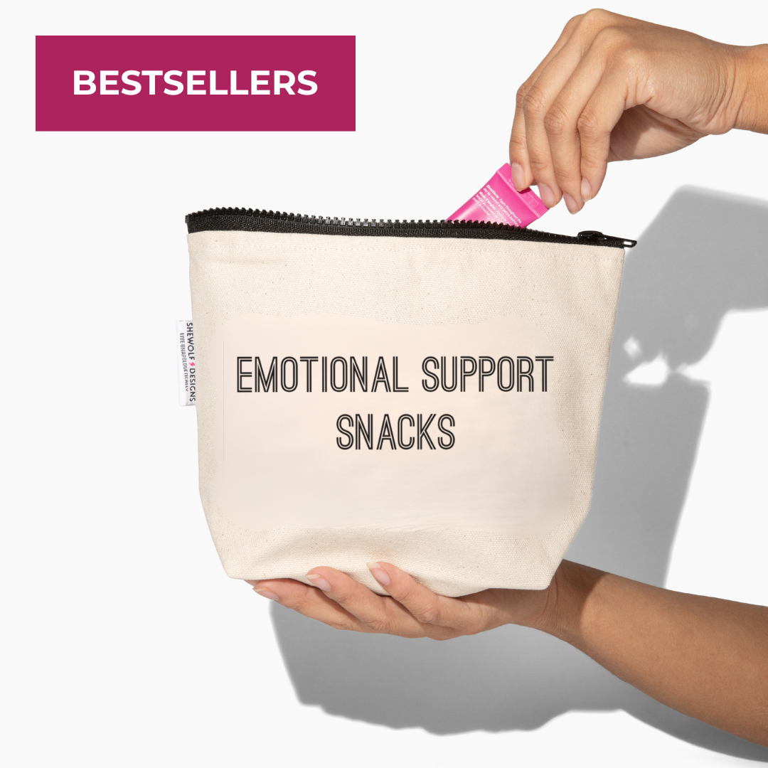 SHEWOLF Designs - Wholesale Pouch - Unisex - Pouch: Emotional Support Snacks — Fun Bag for Moms, Foodies1