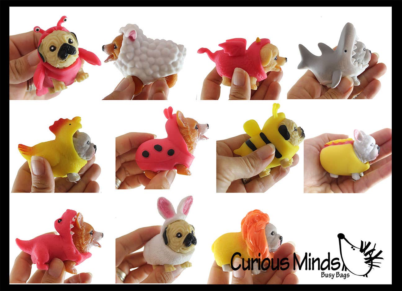 Curious Minds Toys - Wholesale Squishy toy – Kids & Baby - 1 Cute Dog in Costume - Dog Crushed Bead Sand Filled - Doggy0