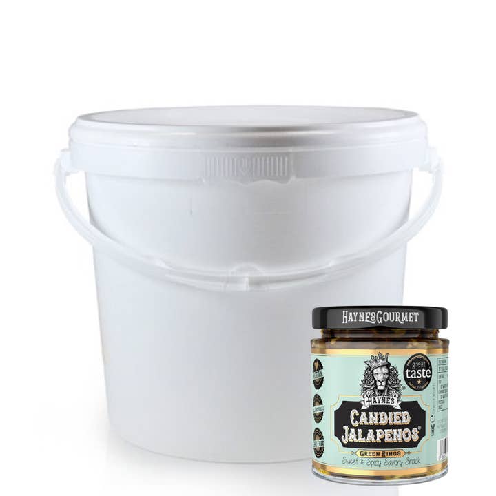 3kg Bucket - Green Jalapeno Rings (1.7kg Drained Weight)  for wholesale by Haynes Gourmet UK