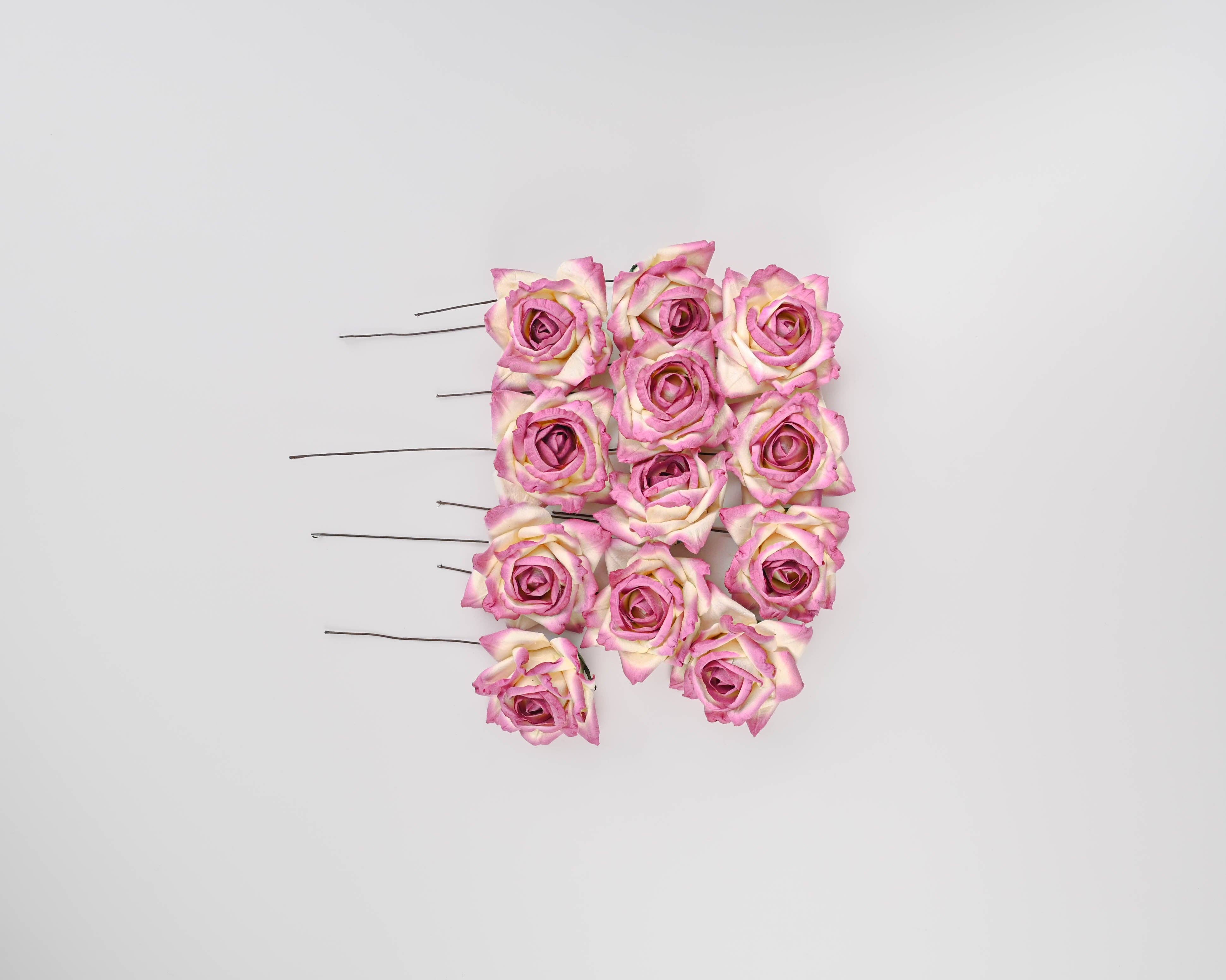 Dried Decor - Wholesale Artificial Flowers - Beautiful Parchment Roses - Wood Roses | 10 Bunches | Rose2