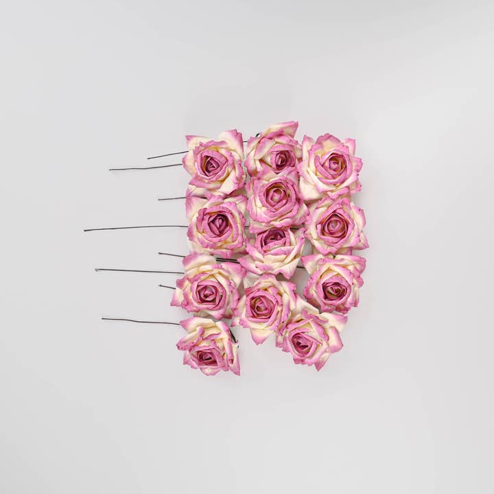 Dried Decor - Wholesale Artificial Flowers - Beautiful Parchment Roses - Wood Roses | 10 Bunches | Rose2