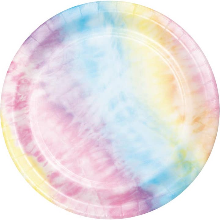 Tie Dye Party Paper Dessert Plates, 8/Pkg for wholesale by Bulk Party Decor